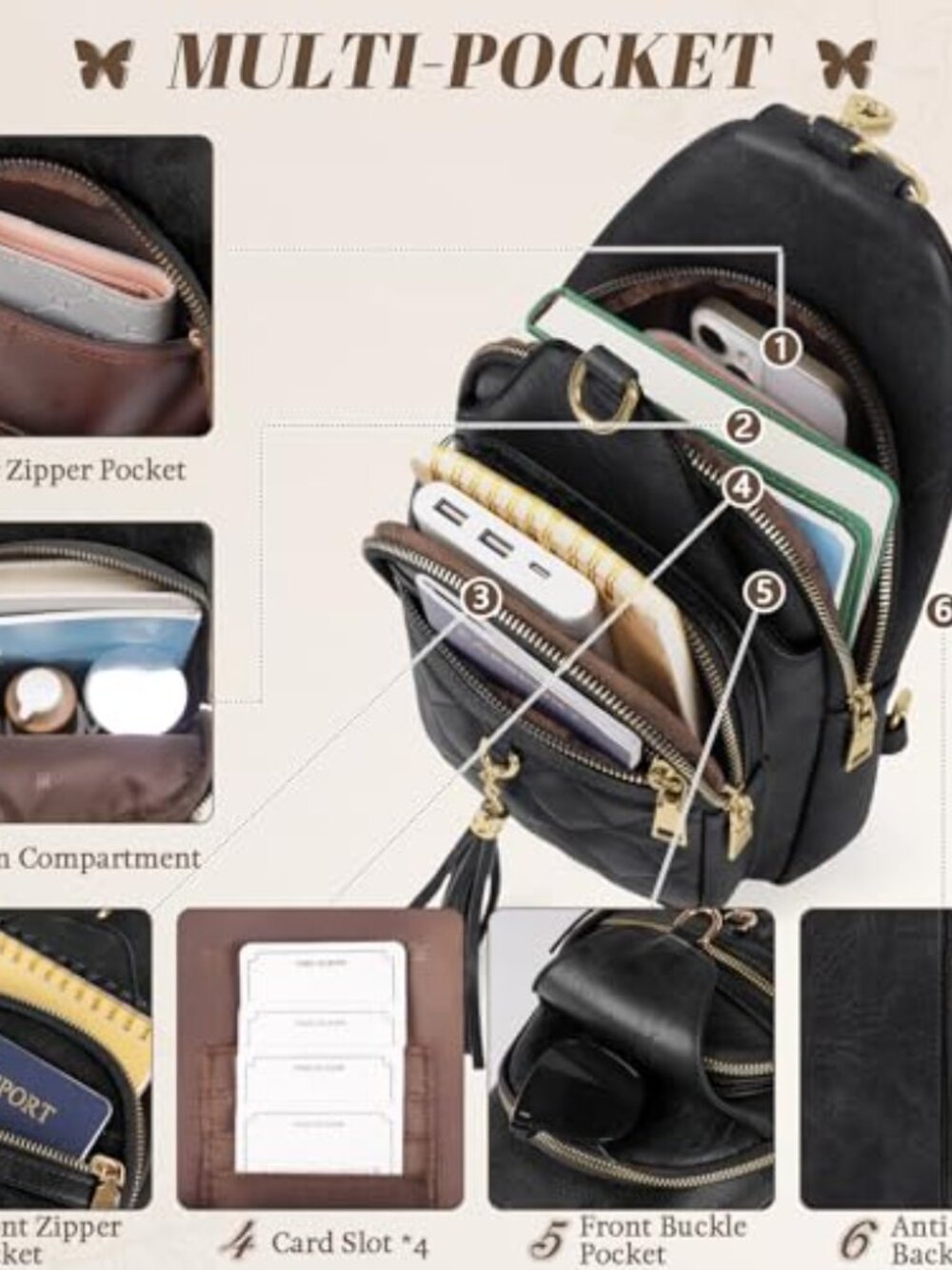 🆕 SDYSM Crossbody Bag for Women 2 in 1 Sling Bag Women Leather Small Sling - Picture 3 of 8